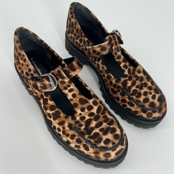 Reformation Abalonia Pony-hair Leopard Animal Print Chunky Mary Jane Loafers - Picture 7 of 8